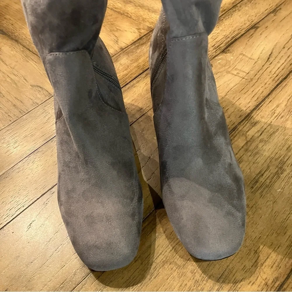 Marc Fisher LTD Arrine Over-the-Knee Faux Suede Boots, color gray, size 5